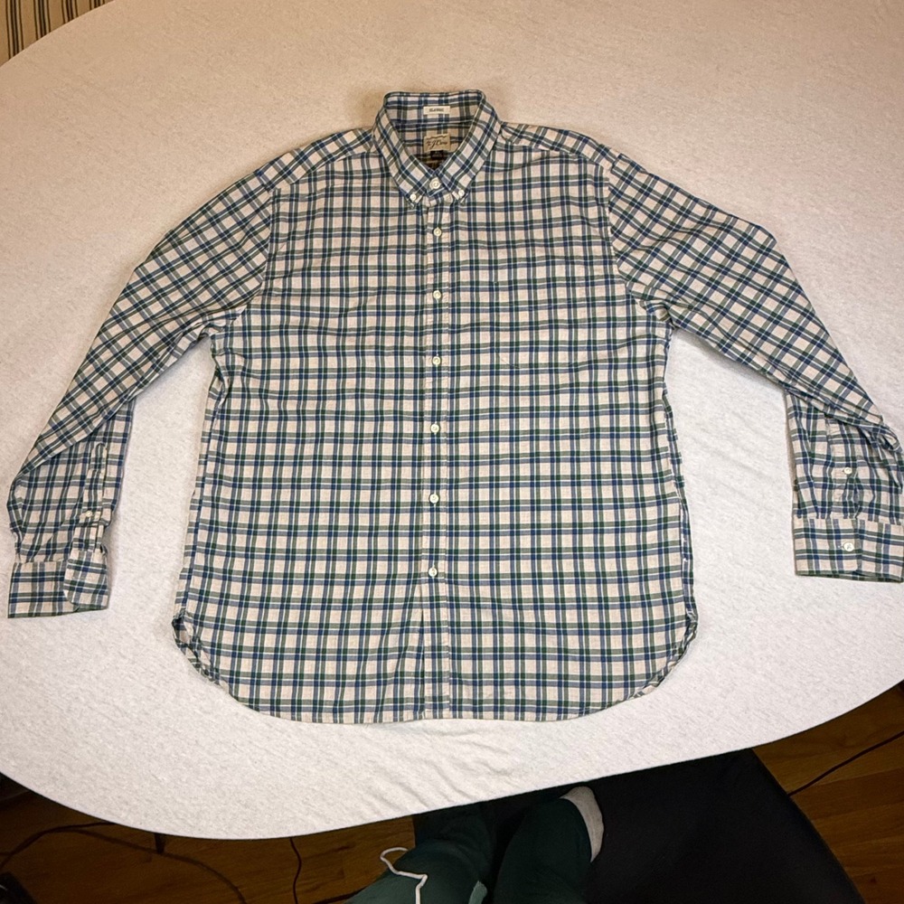J Crew Classic Fit Plaid Button Down Shirt Men's XL Long Sleeve Cotton‎ Casual